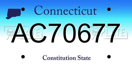 AC70677 Connecticut License Plate