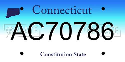 AC70786 Connecticut License Plate