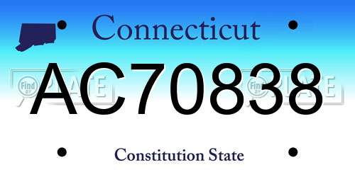 AC70838 Connecticut License Plate