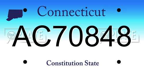 AC70848 Connecticut License Plate