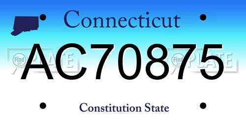 AC70875 Connecticut License Plate