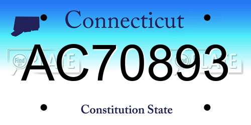 AC70893 Connecticut License Plate