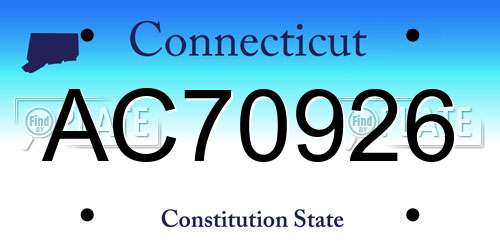 AC70926 Connecticut License Plate
