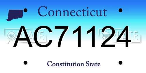 AC71124 Connecticut License Plate