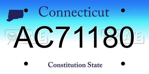 AC71180 Connecticut License Plate
