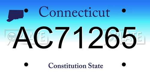 AC71265 Connecticut License Plate