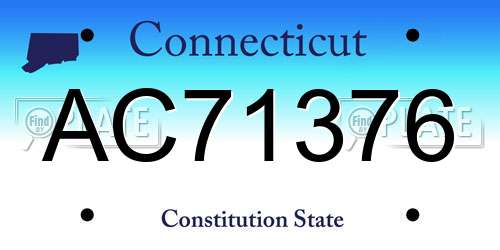 AC71376 Connecticut License Plate