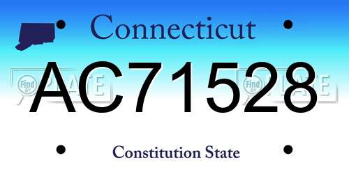 AC71528 Connecticut License Plate