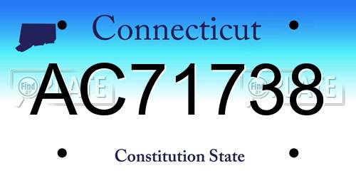 AC71738 Connecticut License Plate