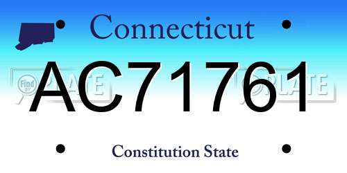 AC71761 Connecticut License Plate