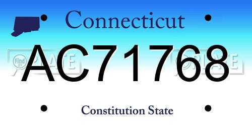 AC71768 Connecticut License Plate