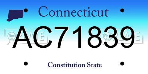 AC71839 Connecticut License Plate