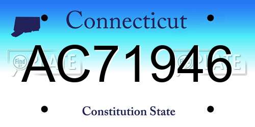 AC71946 Connecticut License Plate