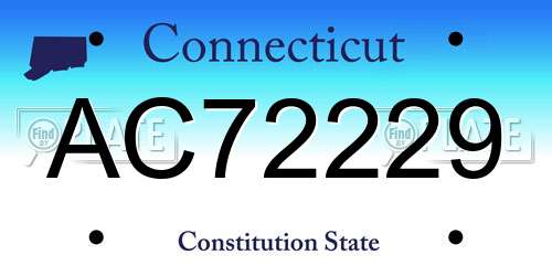 AC72229 Connecticut License Plate
