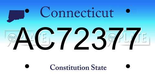 AC72377 Connecticut License Plate