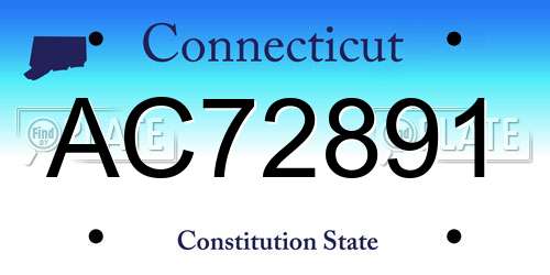 AC72891 Connecticut License Plate