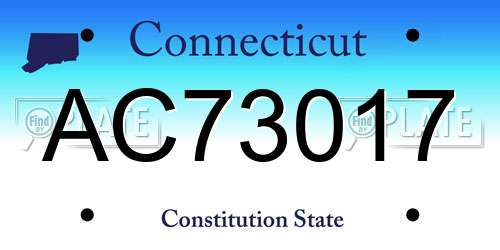 AC73017 Connecticut License Plate