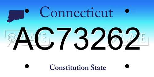 AC73262 Connecticut License Plate