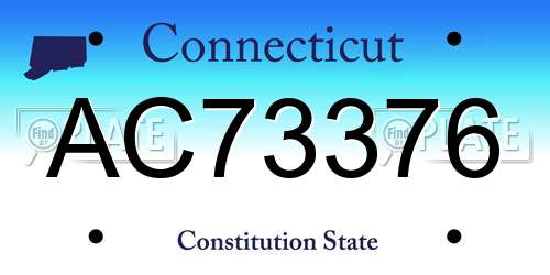 AC73376 Connecticut License Plate