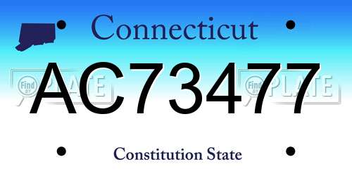 AC73477 Connecticut License Plate
