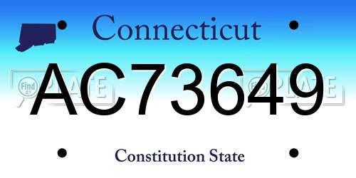AC73649 Connecticut License Plate
