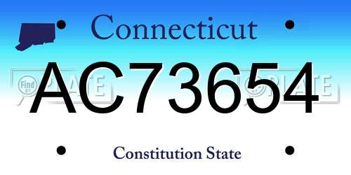 AC73654 Connecticut License Plate