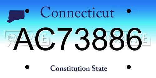 AC73886 Connecticut License Plate