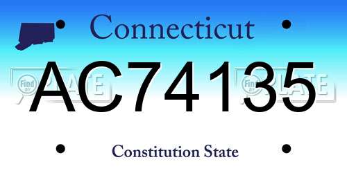 AC74135 Connecticut License Plate