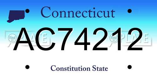 AC74212 Connecticut License Plate