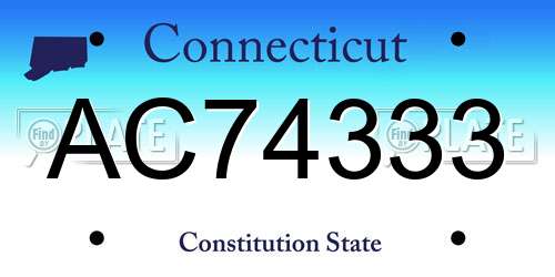 AC74333 Connecticut License Plate