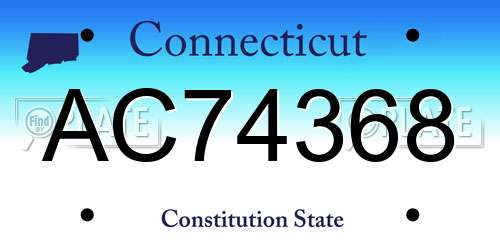 AC74368 Connecticut License Plate