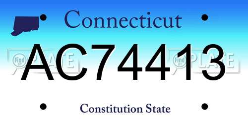 AC74413 Connecticut License Plate