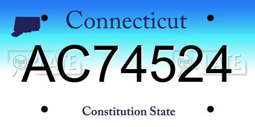AC74524 Connecticut License Plate
