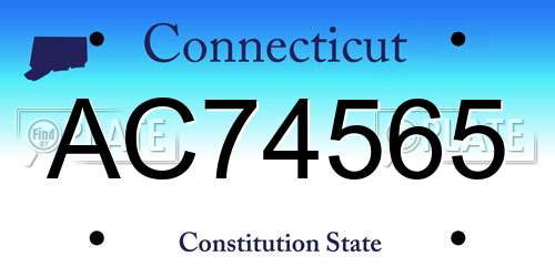 AC74565 Connecticut License Plate