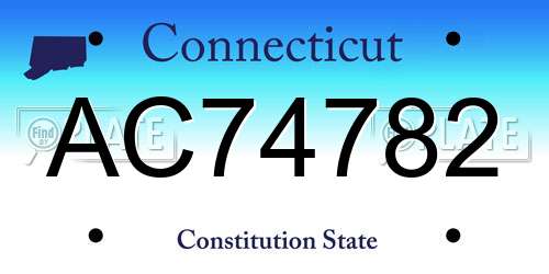 AC74782 Connecticut License Plate