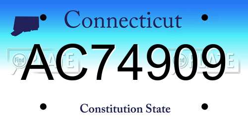 AC74909 Connecticut License Plate
