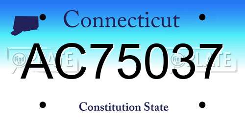 AC75037 Connecticut License Plate