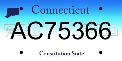 AC75366 Connecticut License Plate