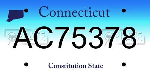 AC75378 Connecticut License Plate