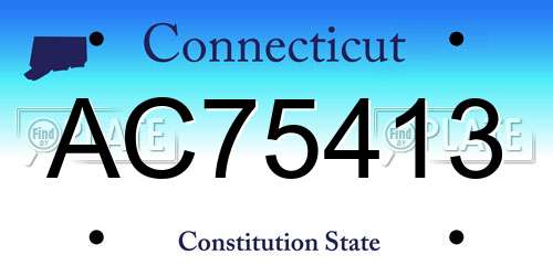 AC75413 Connecticut License Plate