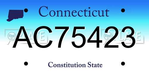 AC75423 Connecticut License Plate