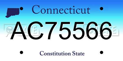 AC75566 Connecticut License Plate
