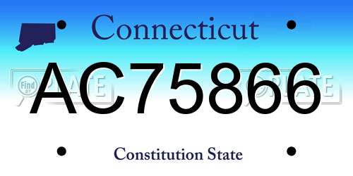 AC75866 Connecticut License Plate
