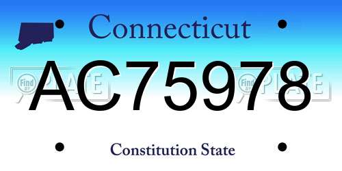 AC75978 Connecticut License Plate