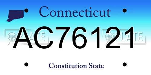 AC76121 Connecticut License Plate