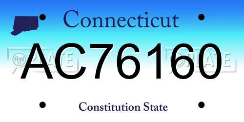 AC76160 Connecticut License Plate