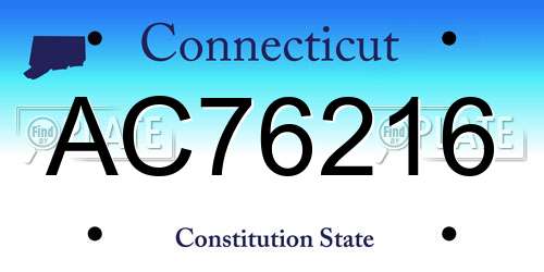 AC76216 Connecticut License Plate