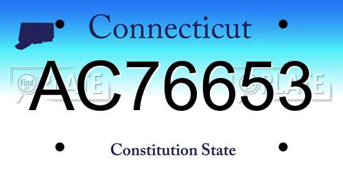 AC76653 Connecticut License Plate