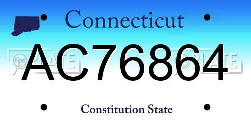 AC76864 Connecticut License Plate