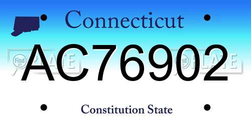 AC76902 Connecticut License Plate